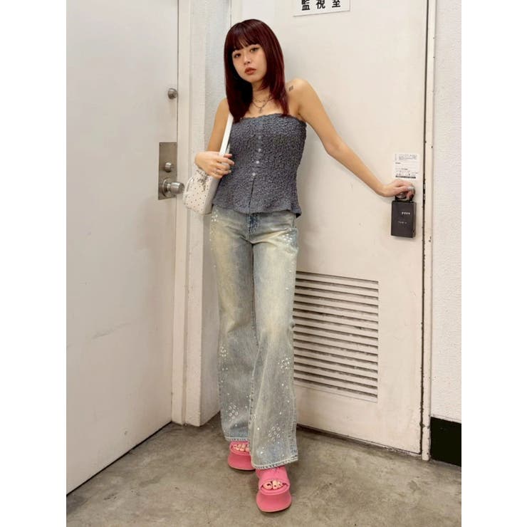 スタッズデザインセミフレアデニムパンツ | EVRIS | 詳細画像20 