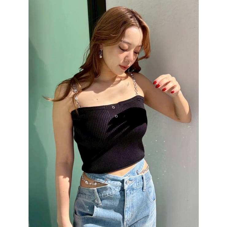 ビジューワイドデニムパンツ | EVRIS | 詳細画像10 