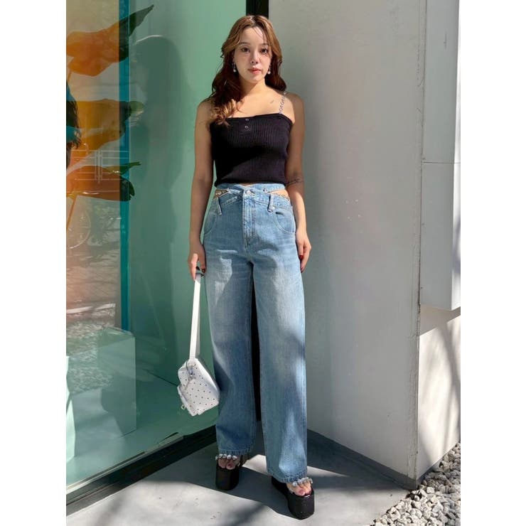 ビジューワイドデニムパンツ | EVRIS | 詳細画像13 