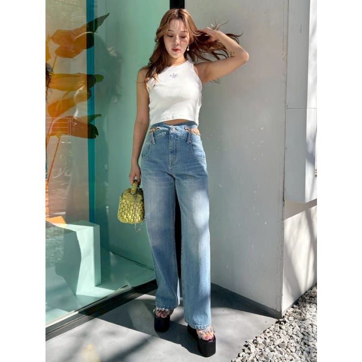 ビジューワイドデニムパンツ | EVRIS | 詳細画像18 