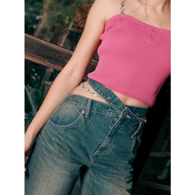 ビジューワイドデニムパンツ | EVRIS | 詳細画像2 