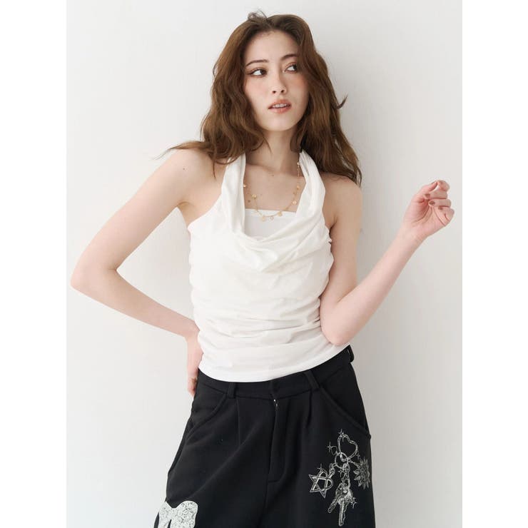 ホワイト | ネックレスホルターネックトップス | EVRIS