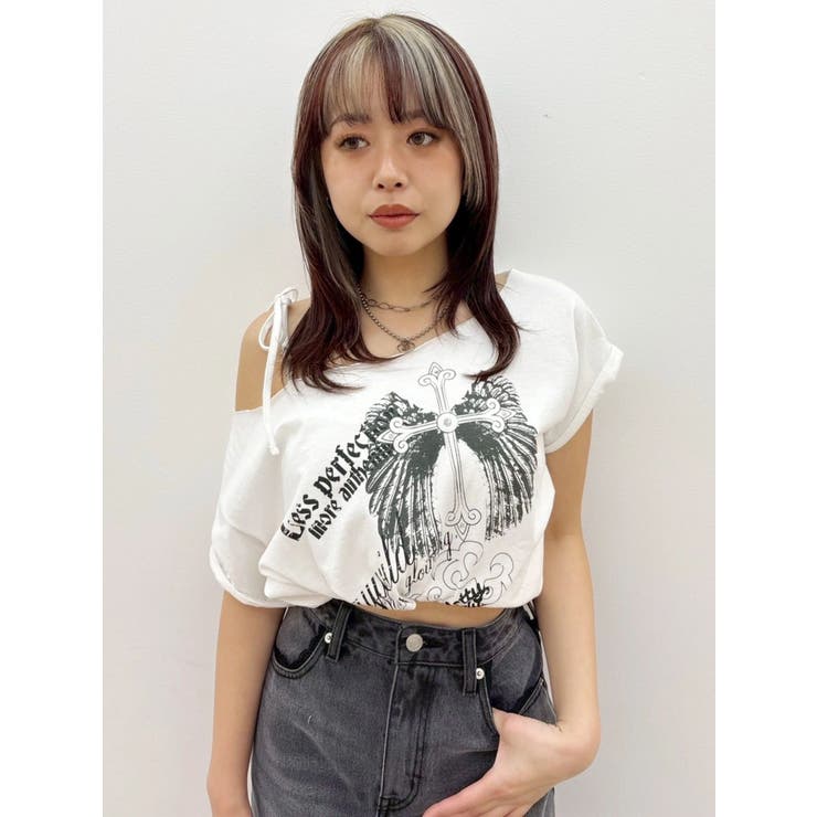 モチーフワンショルダーグラフィックトップス | EVRIS | 詳細画像23 