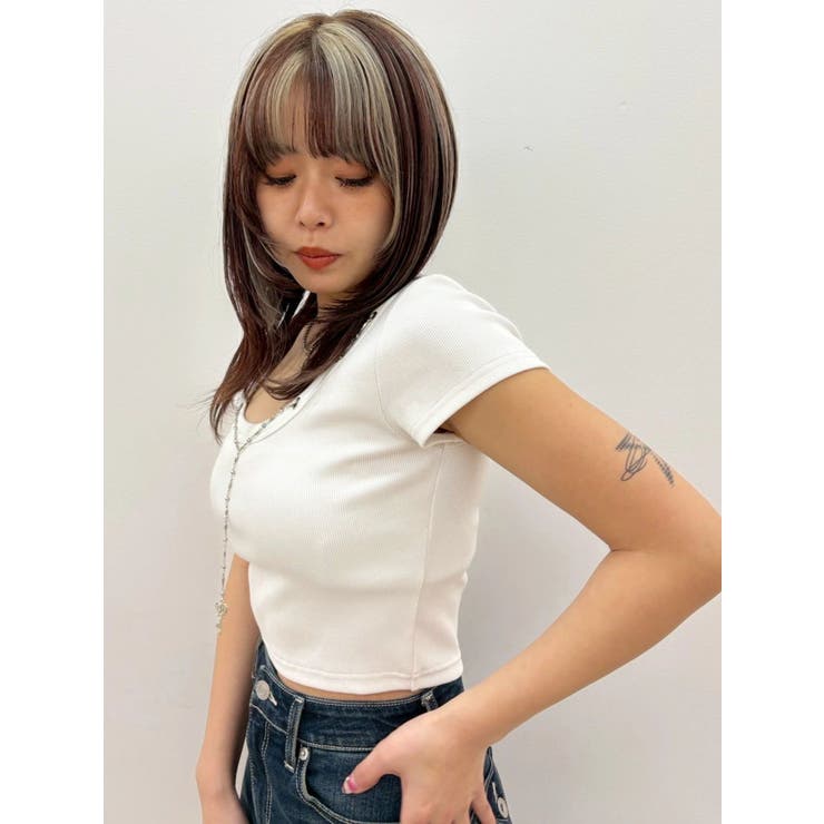 ネックレスフレンチスリーブショートトップス | EVRIS | 詳細画像22 