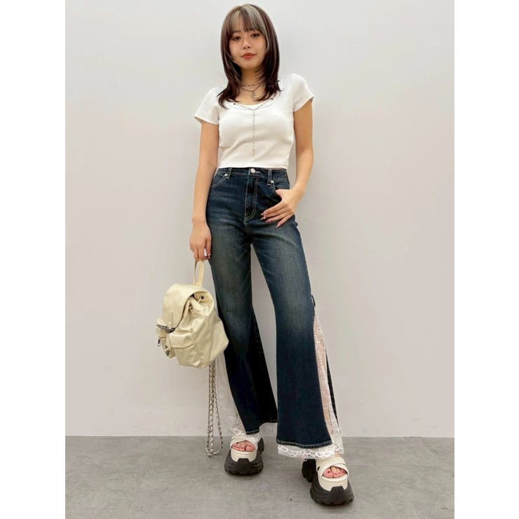 ネックレスフレンチスリーブショートトップス | EVRIS | 詳細画像26 
