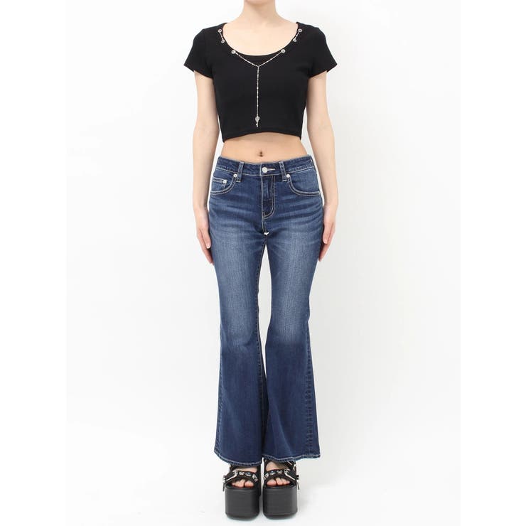 ネックレスフレンチスリーブショートトップス | EVRIS | 詳細画像38 