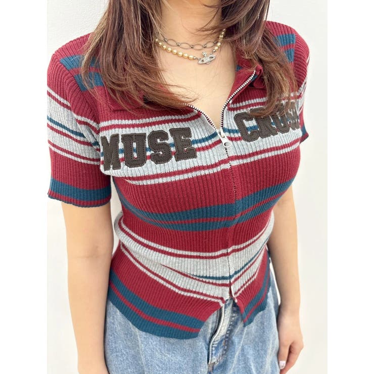 Embroidery ZIP ニットトップス | EVRIS | 詳細画像4 