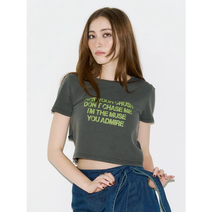 ブラック | バックオープンクロップドＴシャツ | EVRIS