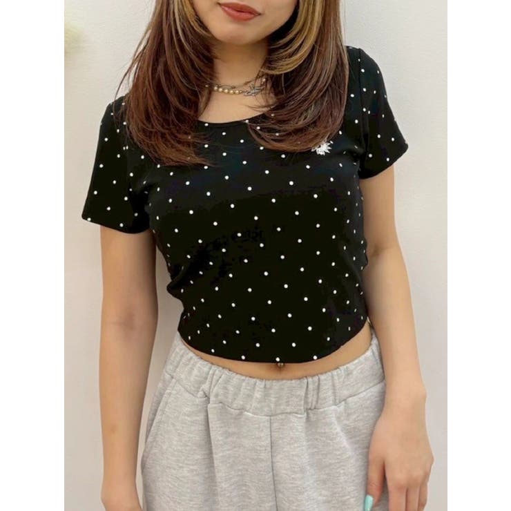 ブラック | ドットSUNNYショートTシャツ | EVRIS