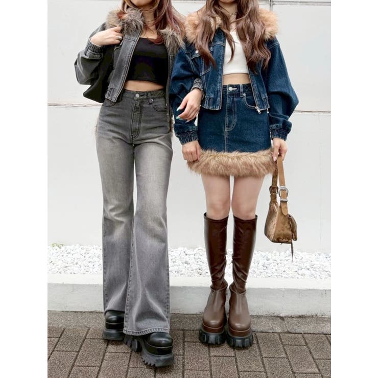 フェイクファードッキングデニムミニスカート【セットアップ着用可能】 | EVRIS | 詳細画像35 