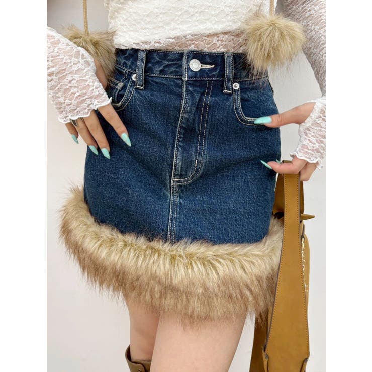 フェイクファードッキングデニムミニスカート【セットアップ着用可能】 | EVRIS | 詳細画像37 