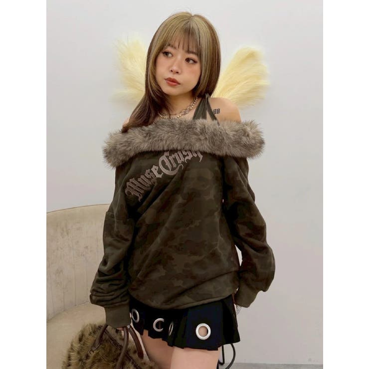 ミックス | フェイクファードッキングワンショルトップス | EVRIS