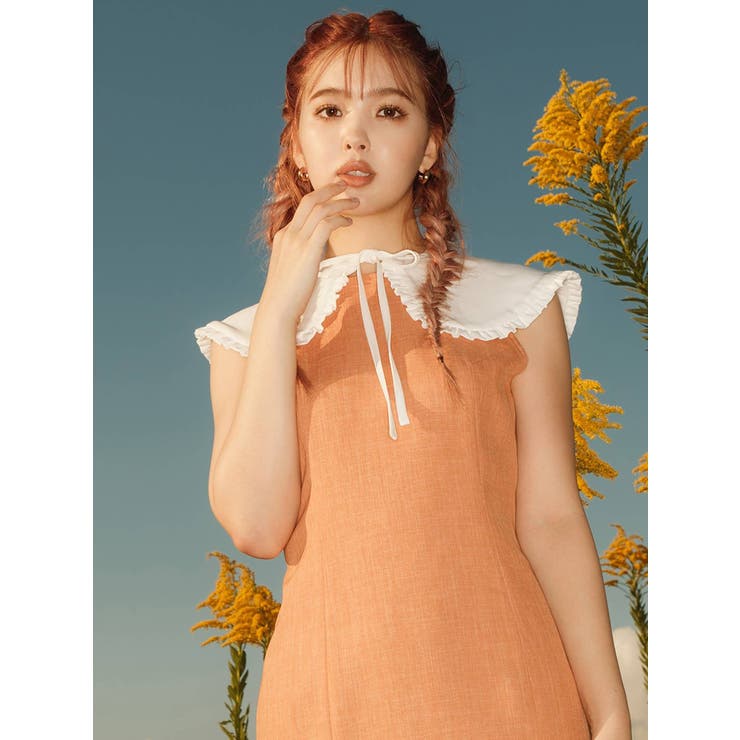 襟付きノースリーブワンピース[品番：MKSW0053490]｜CALNAMUR