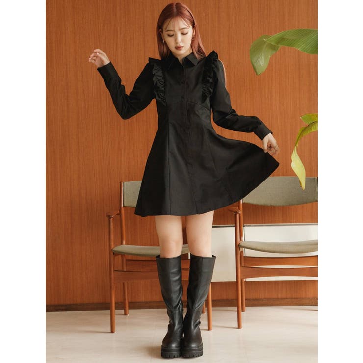 【SALE／60%OFF】 フリルシャツワンピース[品番：MKSW0053491]｜CALNAMUR ワンピース