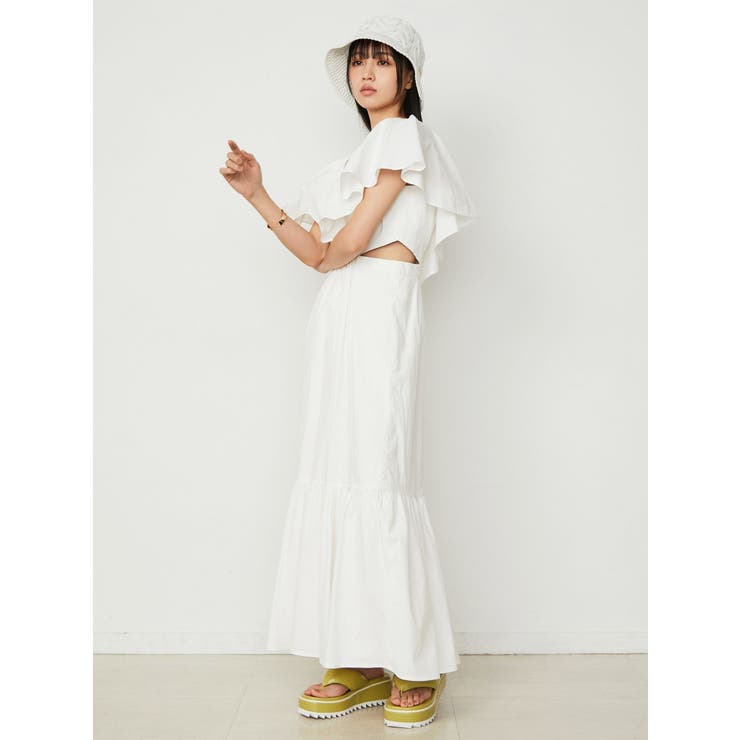 Karen Millen：フリルマキシワンピース フリルマキシワンピース[品番：MKSW0053517]｜CALNAMUR
