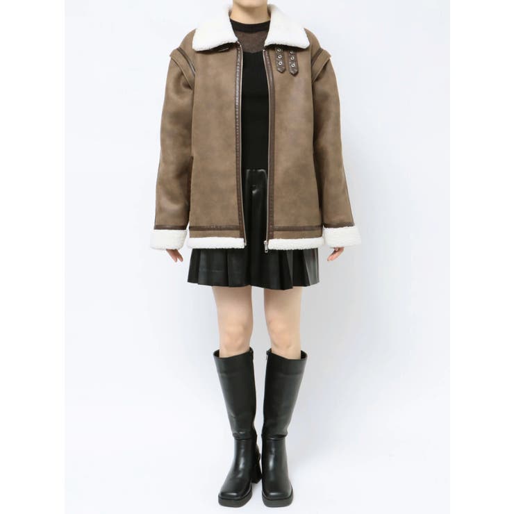 ♡Balconyフェイクムートンコート♡ 2WAYフェイクムートンコート[品番：MKSW0053308]｜CALNAMUR