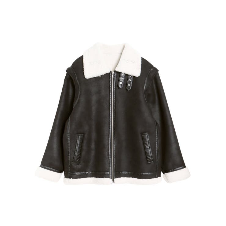 ♡Balconyフェイクムートンコート♡ 2WAYフェイクムートンコート[品番：MKSW0053308]｜CALNAMUR
