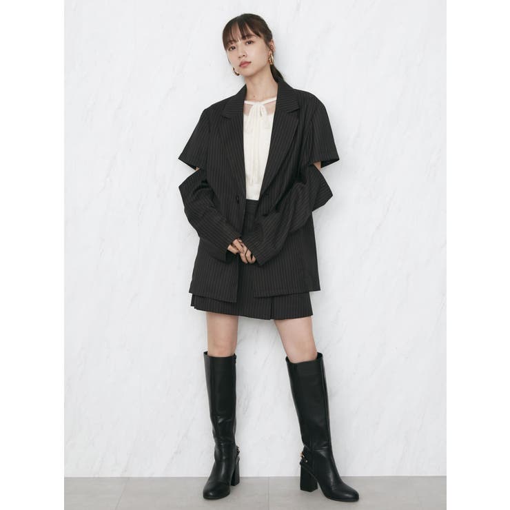 超美品　carla　カーラ　2wayジャケット CARLA Raffle 2way Peplum Jacket -Navy - メルカリ