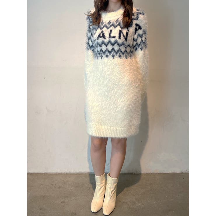 ノルディックライクミニニットワンピース[品番：MKSW0054952