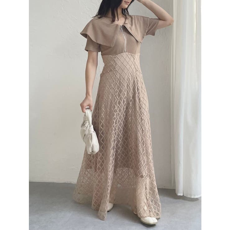 dazzlinコラボ＞ジップカラーコルセットワンピース[品番