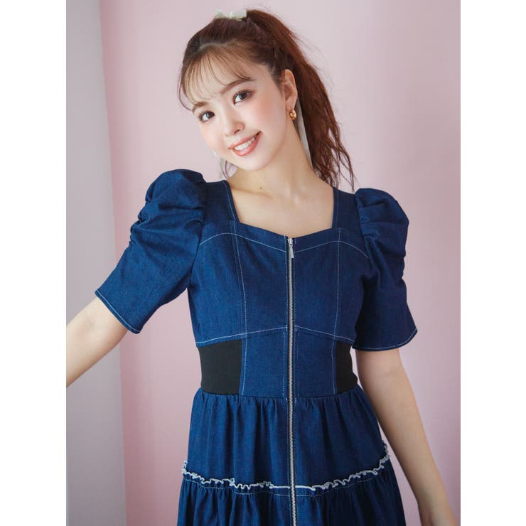 dazzlin【CALNAMURコラボ】ウエストリブティアードワンピース dazzlinコラボ＞ウエストリブティアードワンピース[品番