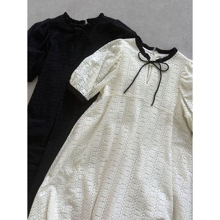LACE BICOLOR MINIOP/レースバイカラーミニワンピース[品番