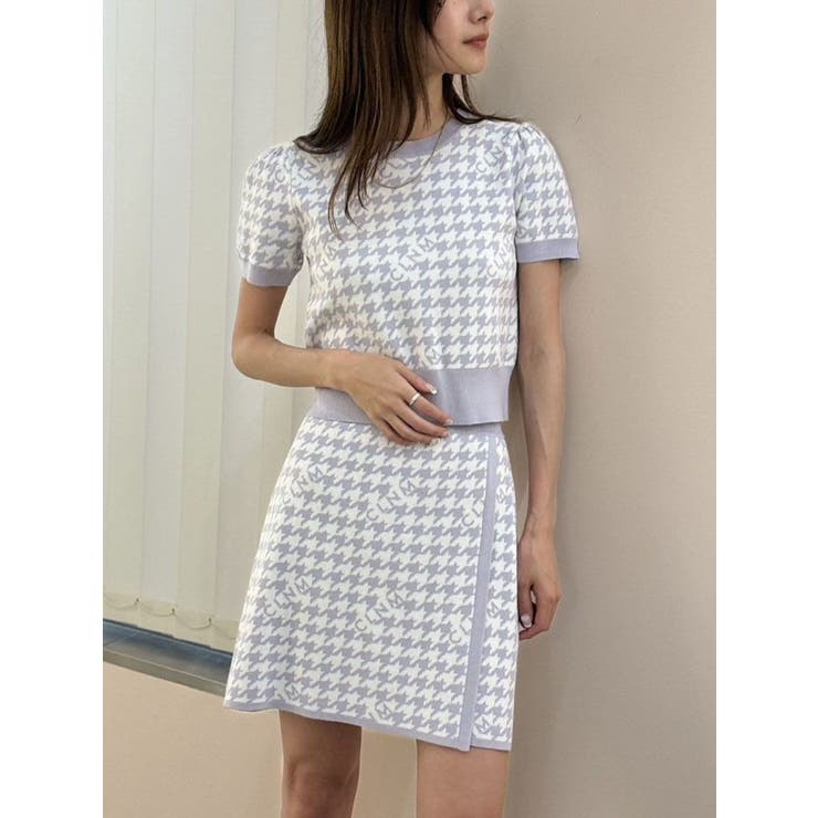 HOUNDSTOOTH KNIT MINI SK/千鳥柄ニットミニスカート[品番