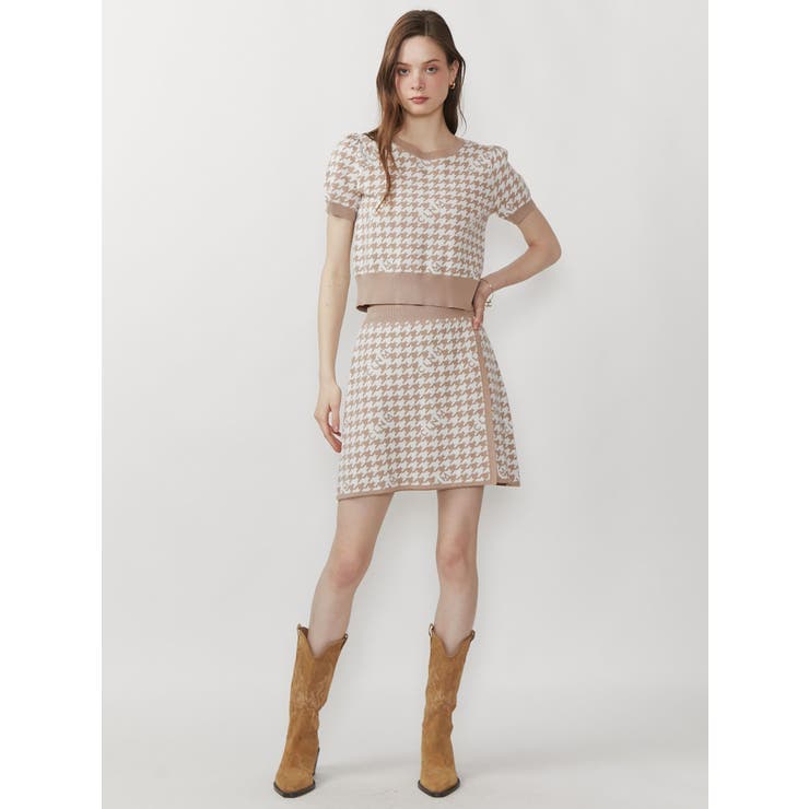 HOUNDSTOOTH KNIT MINI SK/千鳥柄ニットミニスカート[品番