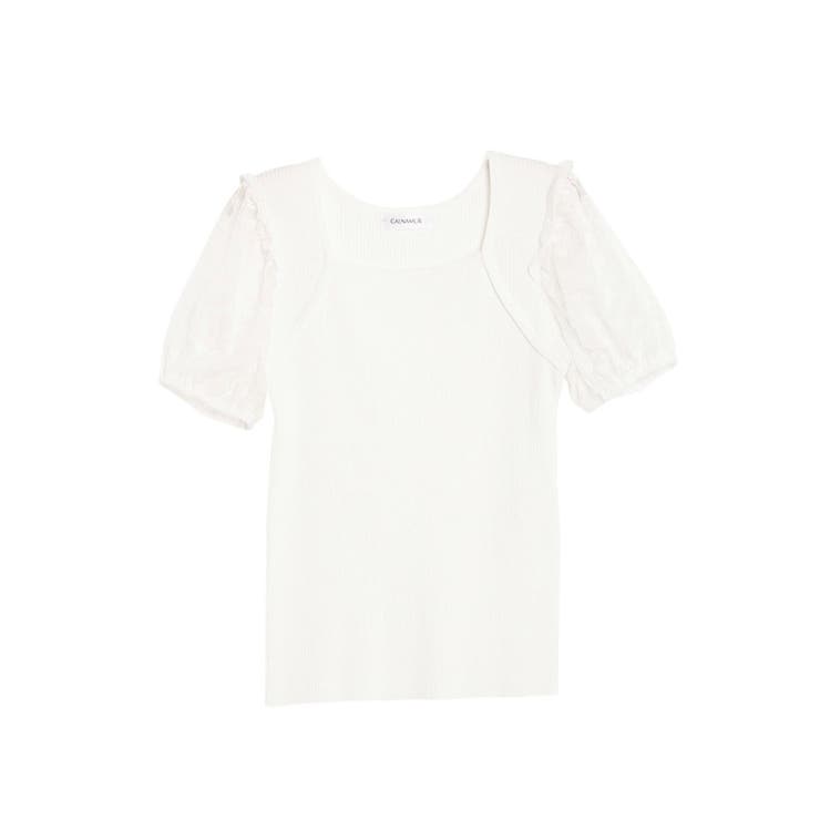 ホワイト | FLOWER EMB KNIT/フラワーエンブロダリーニット | CALNAMUR