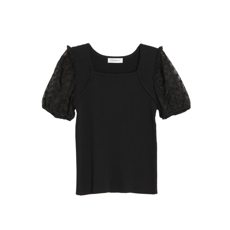 ブラック | FLOWER EMB KNIT/フラワーエンブロダリーニット | CALNAMUR