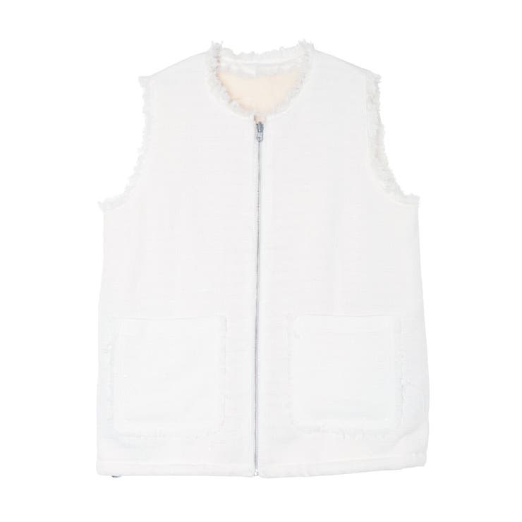 アイボリー | REVERSIBLE FUR VEST/リバーシブルファーベスト | CALNAMUR