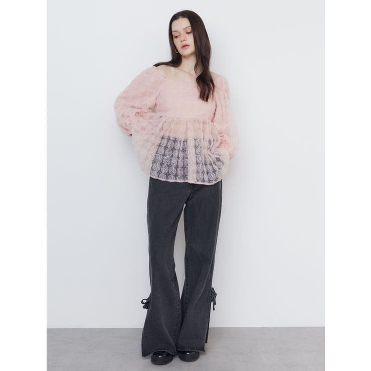 3D ROSE TULLE BL/3Dローズチュールブラウス[品番：MKSW0058874