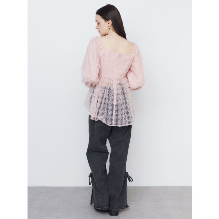 3D ROSE TULLE BL/3Dローズチュールブラウス[品番：MKSW0058874