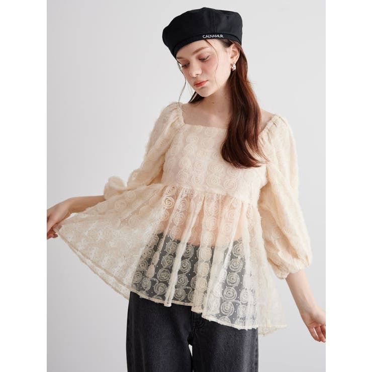 3D ROSE TULLE BL/3Dローズチュールブラウス | CALNAMUR | 詳細画像8 