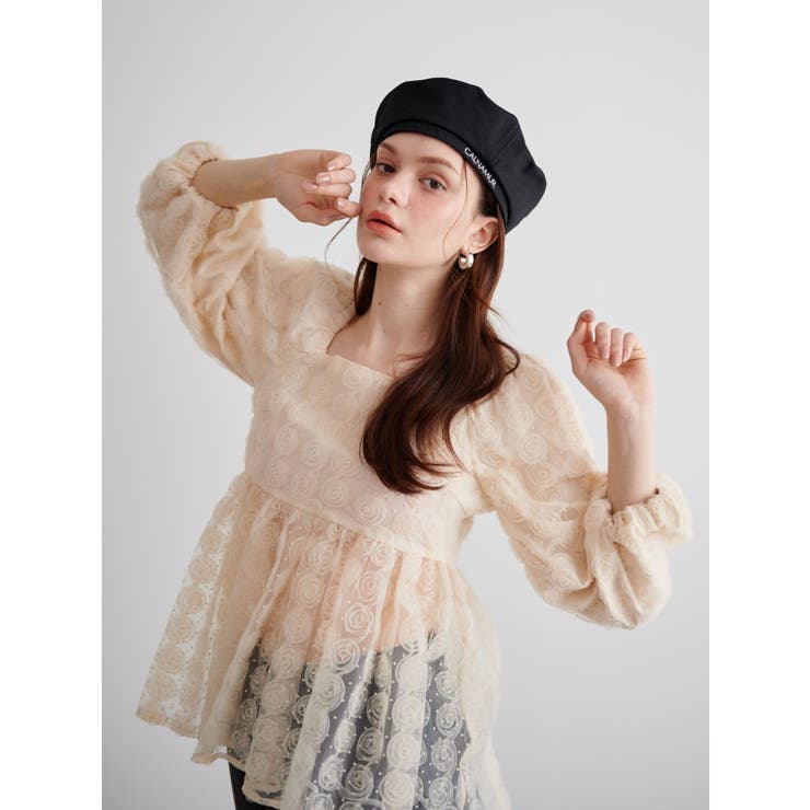 カルナムール 3Dローズチュールブラウス 3D ROSE TULLE BL/3Dローズチュールブラウス[品番：MKSW0058874