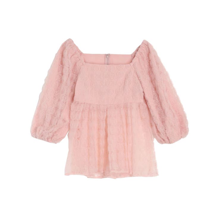 ピンク | 3D ROSE TULLE BL/3Dローズチュールブラウス | CALNAMUR