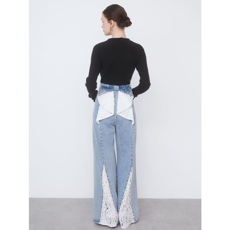 カルナムール/CALNAMUR バックリボンデニムパンツ　藤田ニコル Sサイズ CALNAMUR ジーンズ デニム デニムパンツ BACK RIBBON DENIM PT