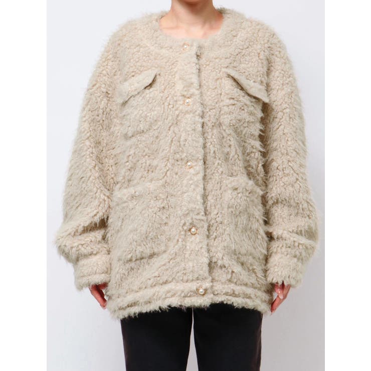 ジャケット・アウター coor Curly Fake Fur Crop Jumper (Brown) COOR | 쿠어 Coor Curly Faux Fur Crop Jumper Brown #쿠어,#쿠