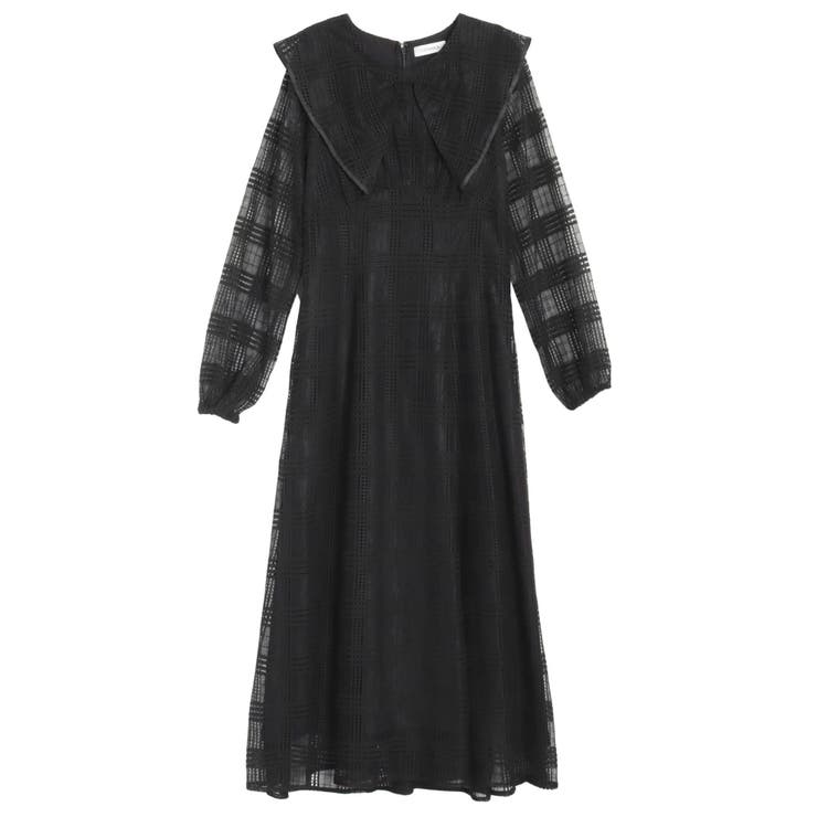 ブラック | RIBBON COLLAR LACE OP/リボンカラーレースワンピース | CALNAMUR