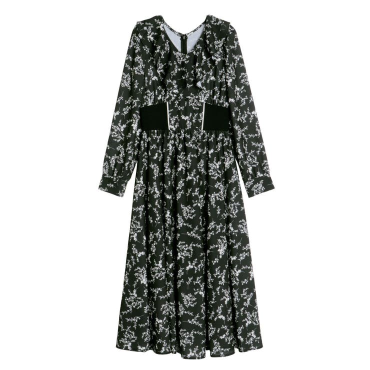 ブラック | FRILL FLOWER DRESS/フリルフラワードレス | CALNAMUR