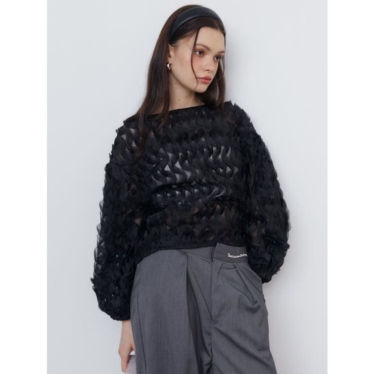 3D RUFFLE TULLE BL/3Dラッフルチュールブラウス[品番