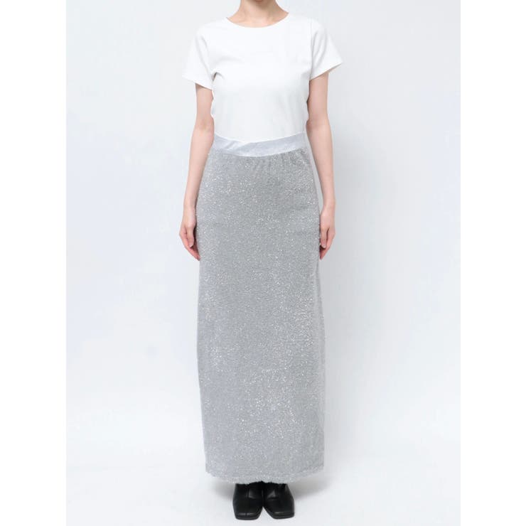 MACHATT マチャット グリッターニットスカート ゴールド