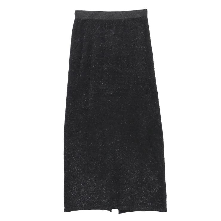 ブラック | GLITTER SHAGGY KNIT SK/グリッターシャギーニットスカート | CALNAMUR