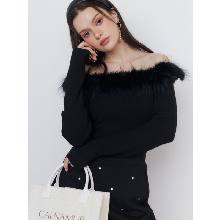 FAKE MARABOU KNIT TOPS/フェイクマラボーニットトップス[品番