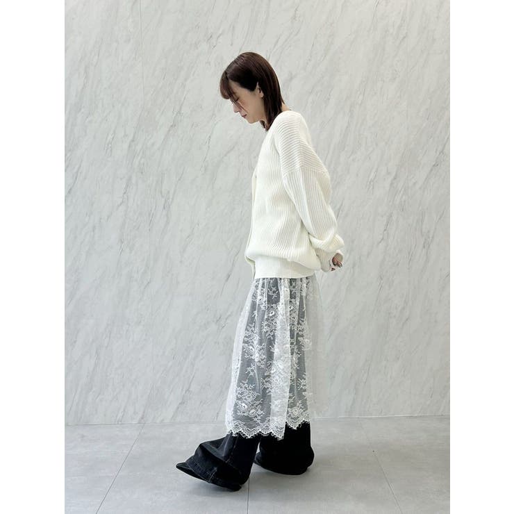LACE×KNIT LONG CD/レース×ニットロングカーディガン | CALNAMUR | 詳細画像23 