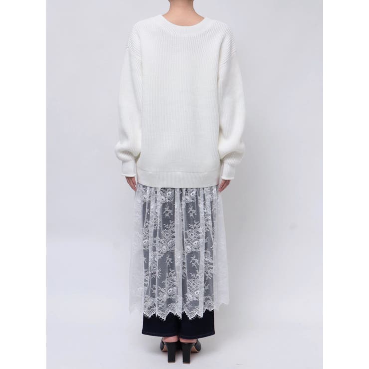 LACE×KNIT LONG CD/レース×ニットロングカーディガン | CALNAMUR | 詳細画像35 