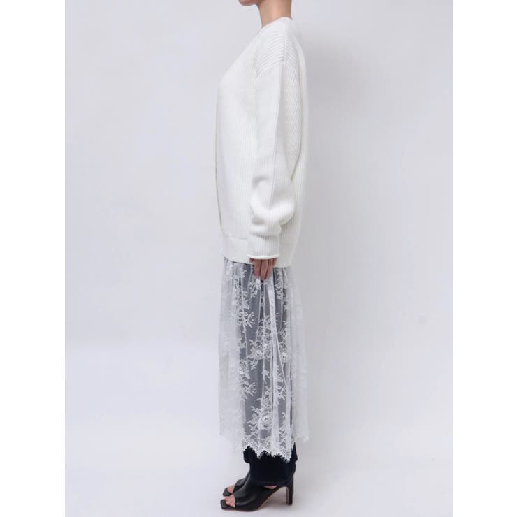 LACE×KNIT LONG CD/レース×ニットロングカーディガン | CALNAMUR | 詳細画像47 