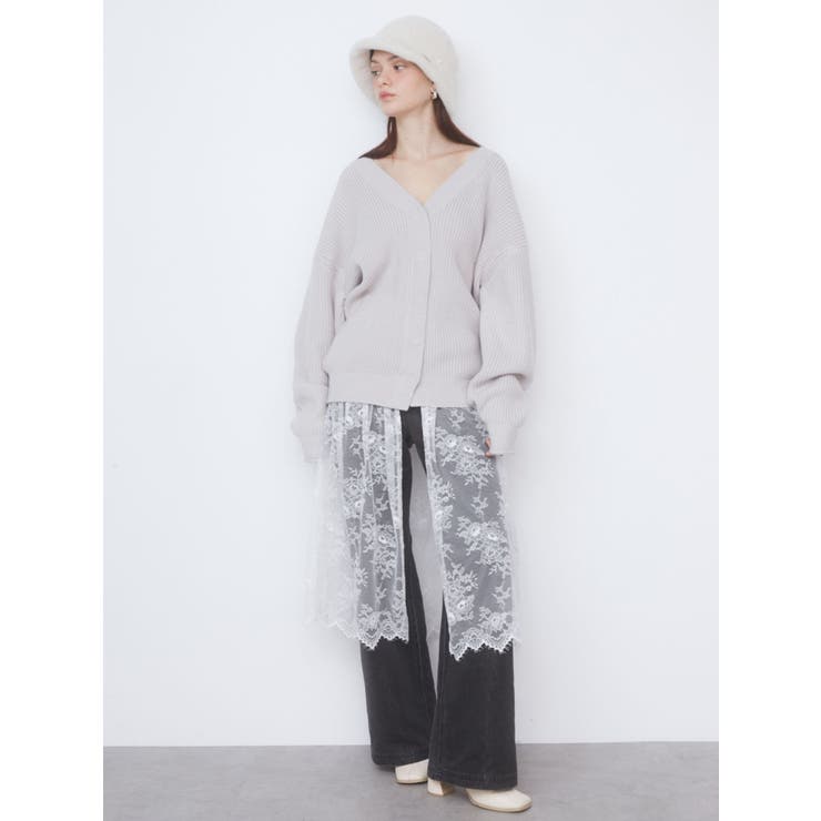 LACE×KNIT LONG CD/レース×ニットロングカーディガン[品番