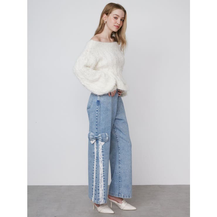 SIDE RIBBON×LACE DENIM[品番：MKSW0061424]｜CALNAMUR