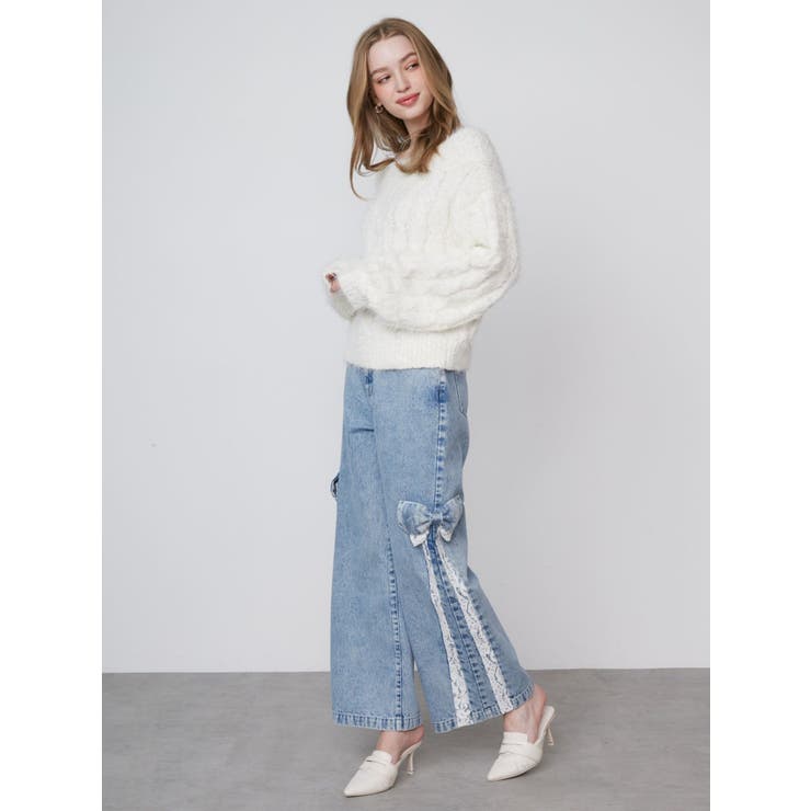 SIDE RIBBON×LACE DENIM[品番：MKSW0061424]｜CALNAMUR